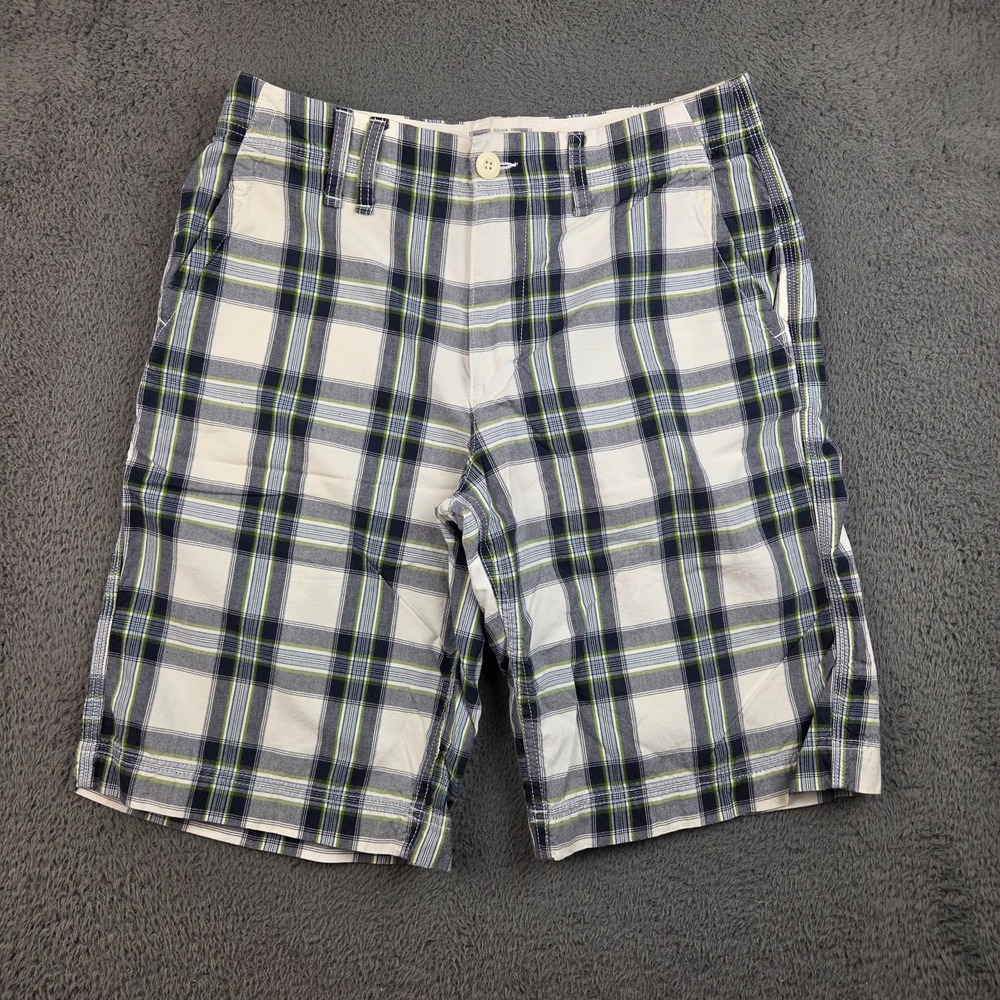 Urban Pipeline Mens Plaid Shorts 32 Blue White Long Bermuda Preppy Y2K Skater